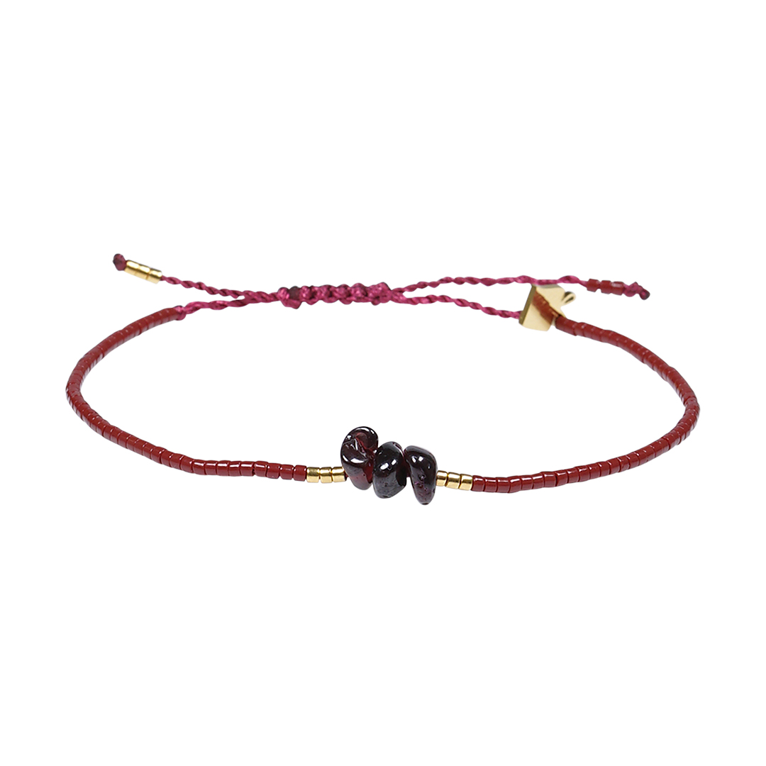 06B Miyuki fijne armband en rood Granaat Presents and Pearls Pull