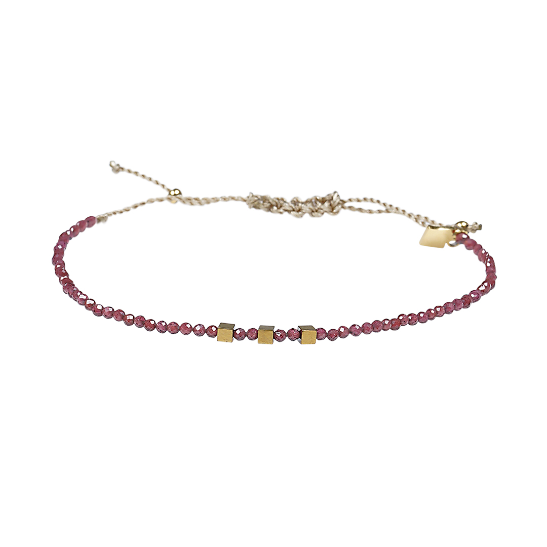 06E Edelsteen fijne armband rood Granaat Pull Presents and Pearls