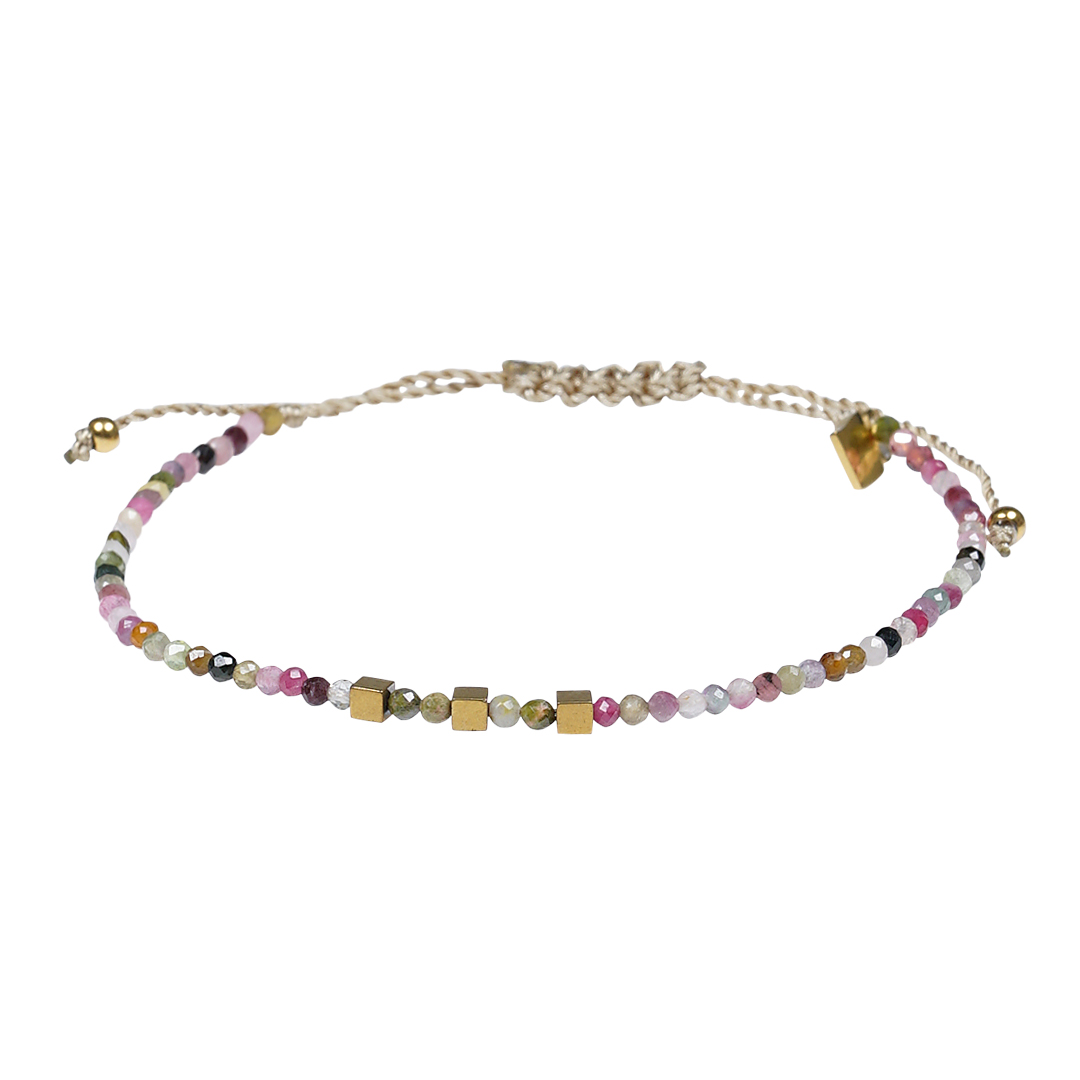 08I Edelsteen fijne armband roze Toermalijn Pull Presents and Pearls