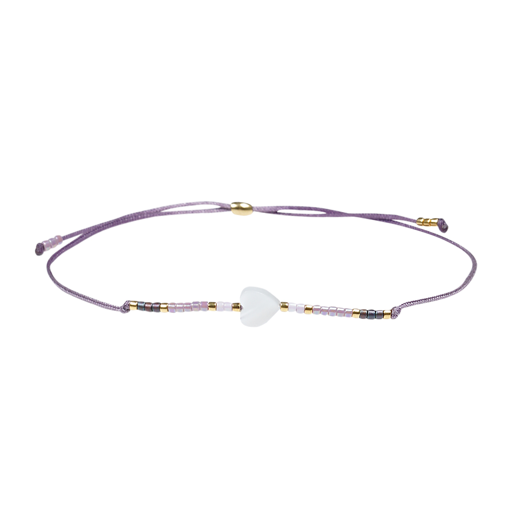 09F Miyuki fijne armband lila Hart Presents and Pearls
