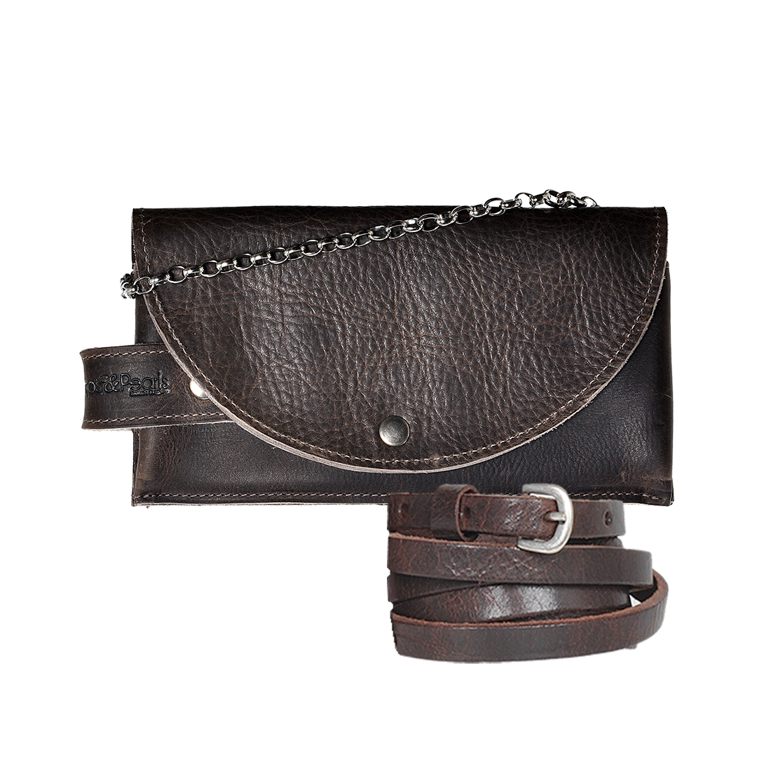 103 02 leren dames tas portemonnee clutch donker bruin Tasss 8