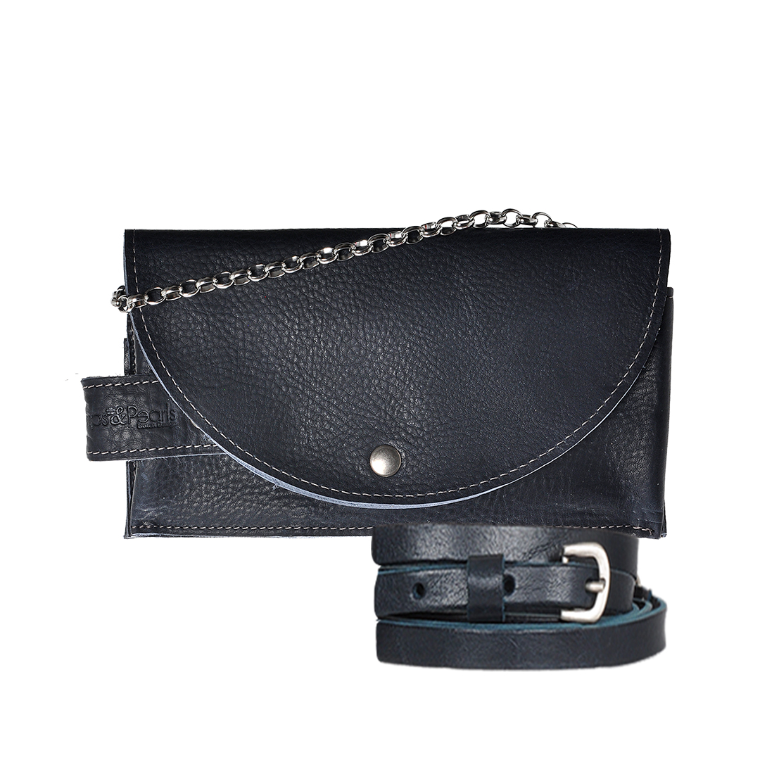 103 08 leren dames tas portemonnee clutch donker blauw Tasss 8