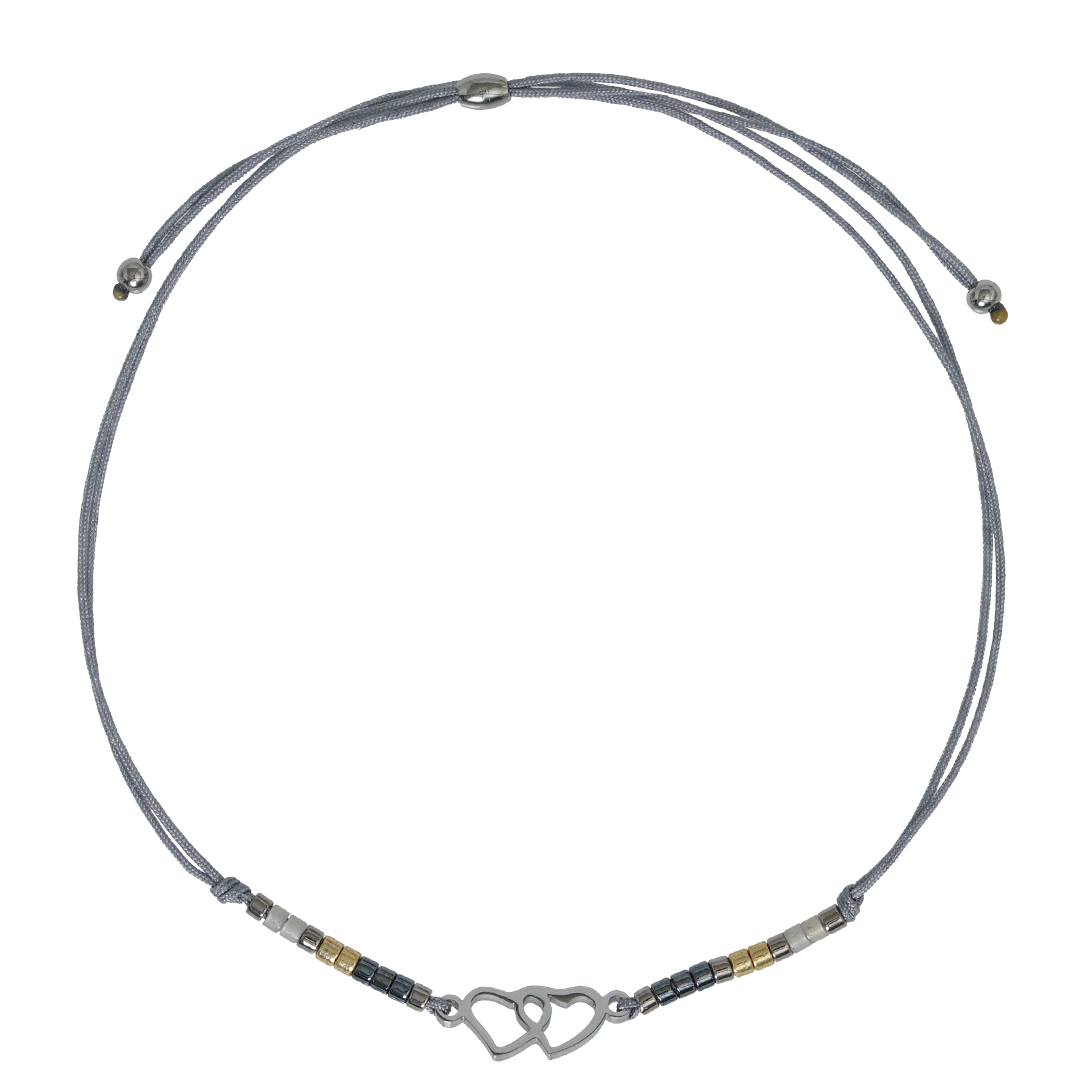 2A Delicate Grey Double Love Silver Pull
