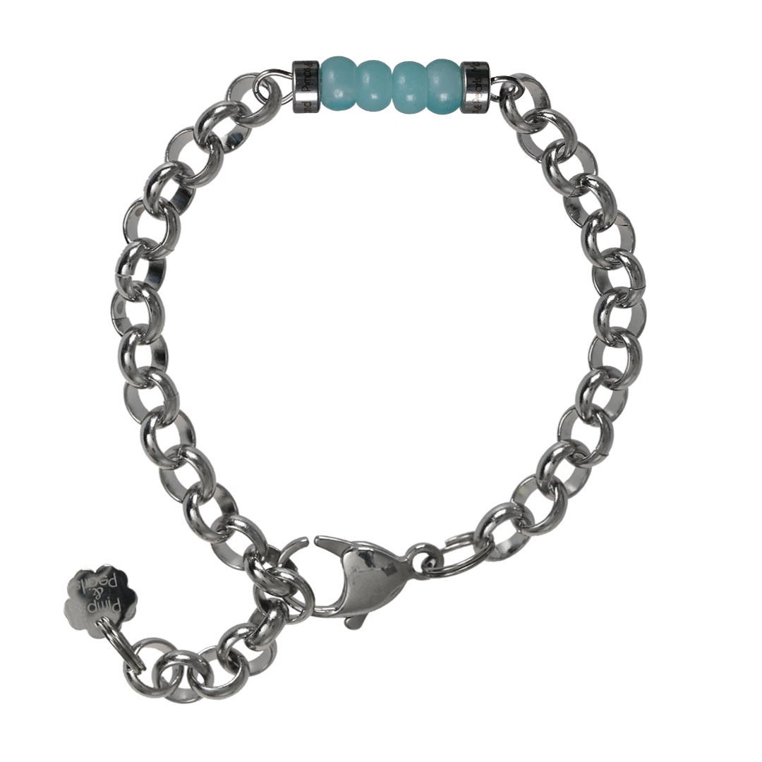 546 Bracelet Jasseron Silver Gems Pretty 11 Blue Jade