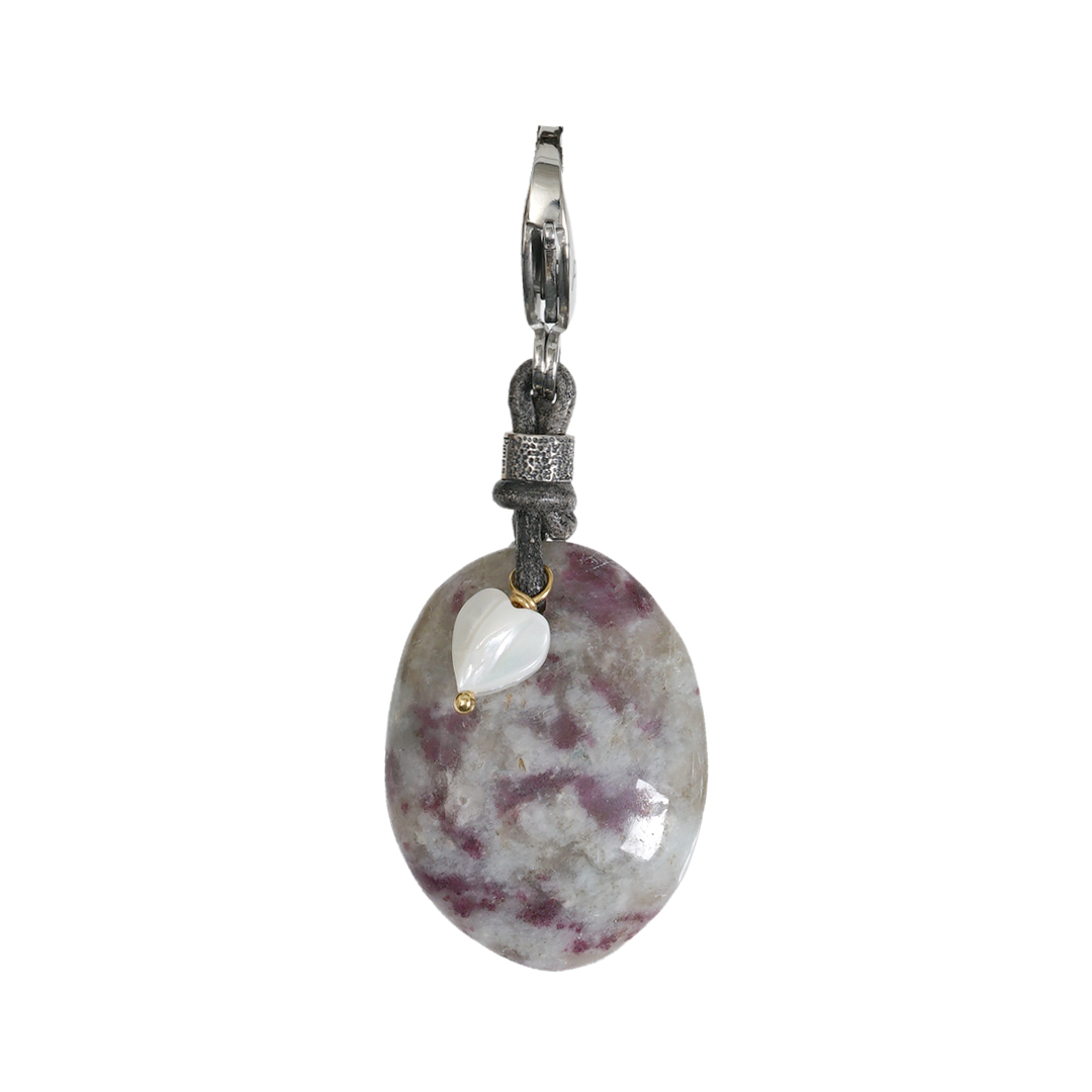 680 25C Edelsteen bedel wit lila Rubelliet Saya Mala