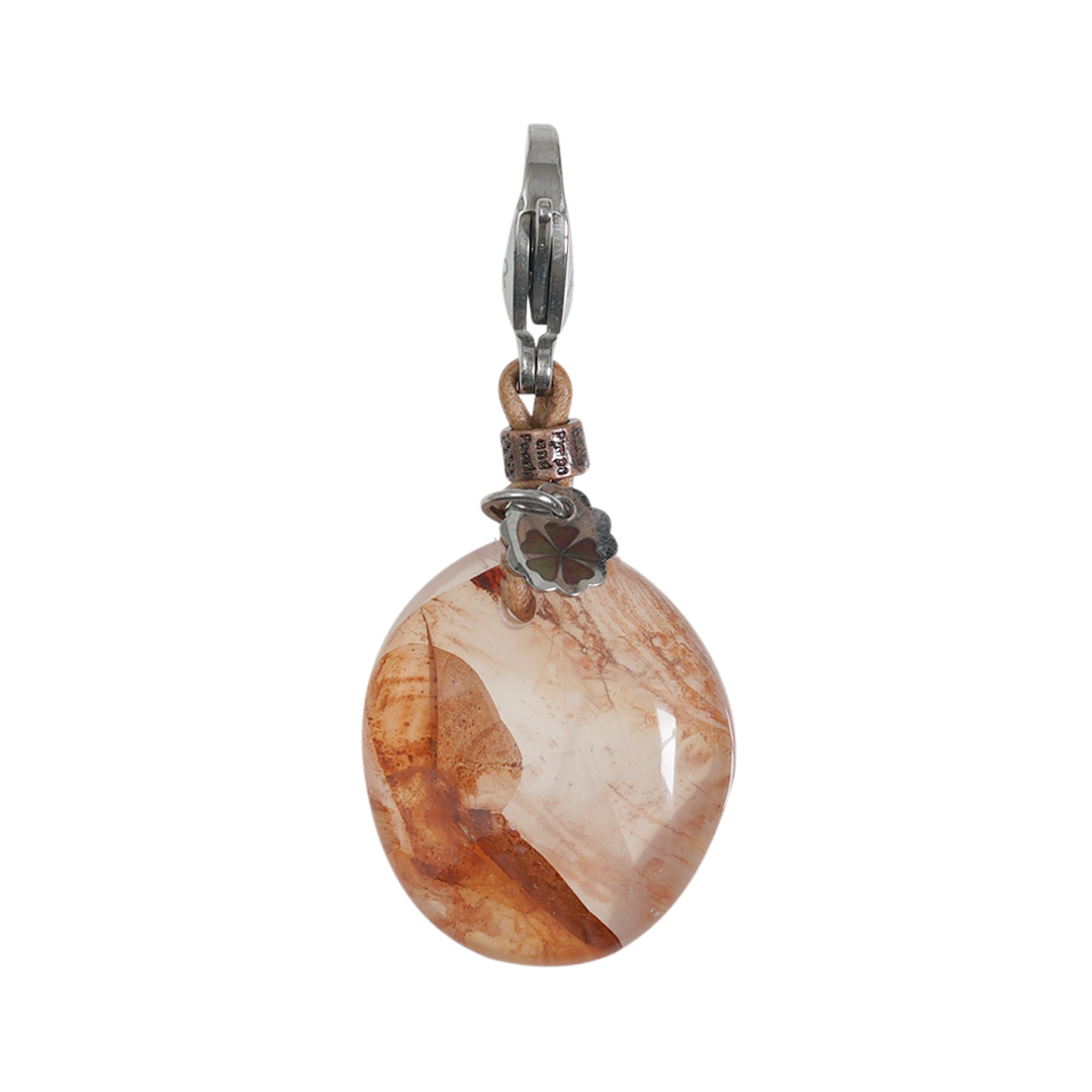 680 29B Edelsteen bedel oranje Hematiet Kwarts Saya Mala
