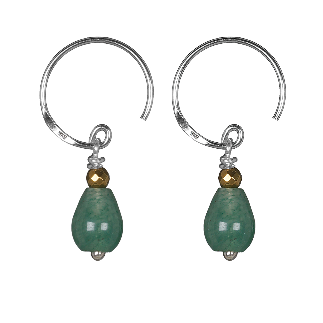 686 Saya Mala Earring 01 Aventurijn Drop Silver