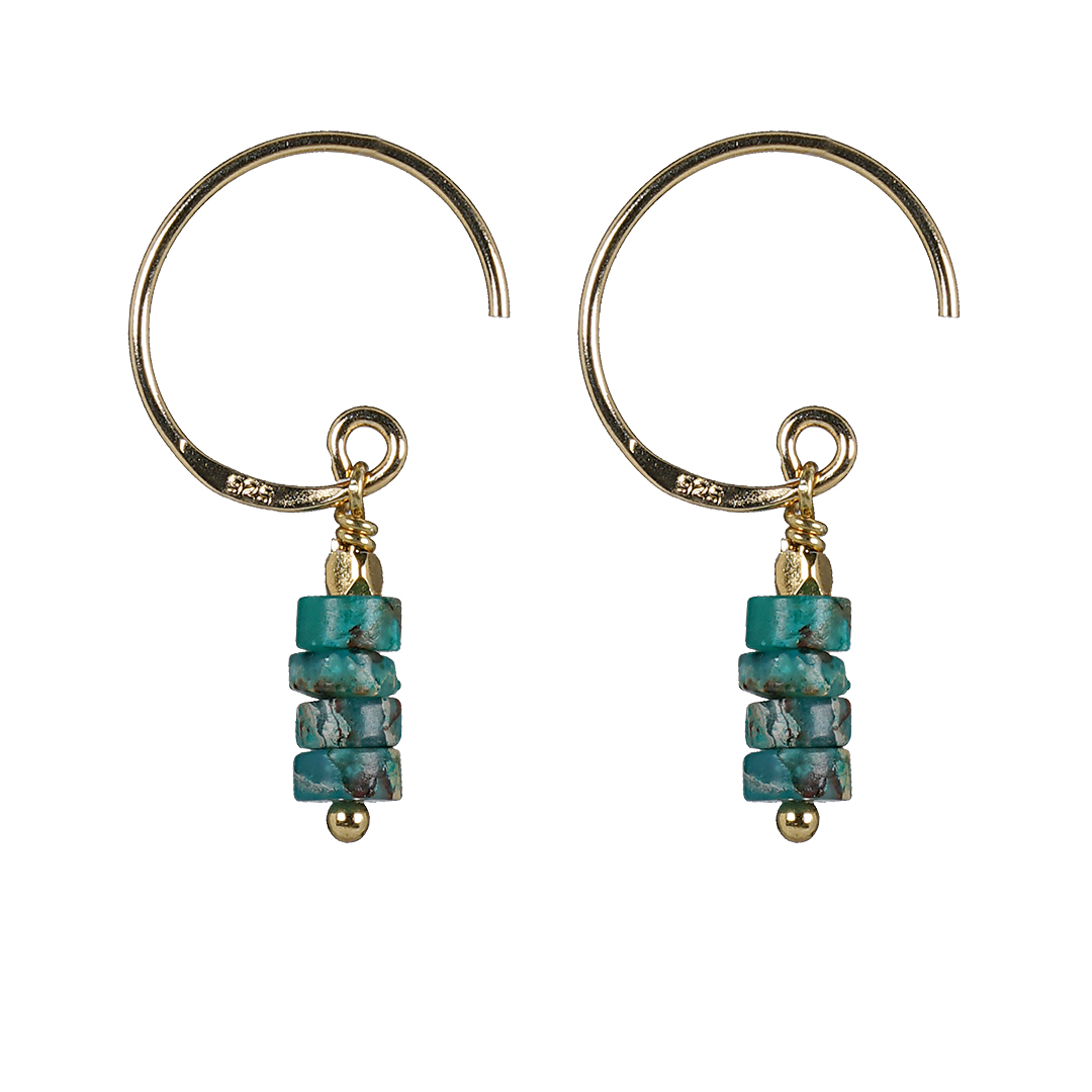 686 Saya Mala Earring 05 Turquoise Gold Mountain