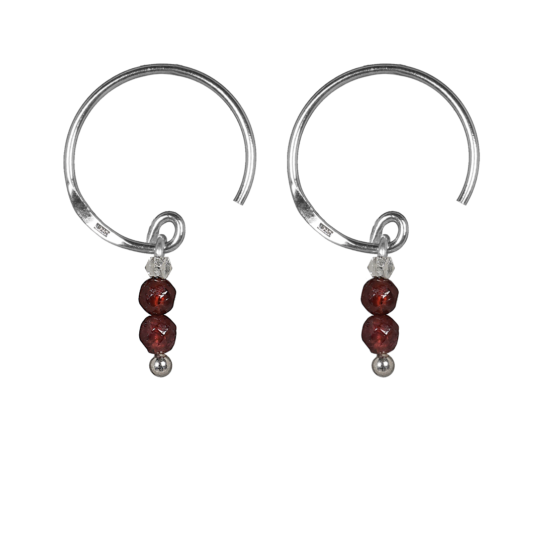 696 Birthstone Ear Hoops 01 Red Garnet January