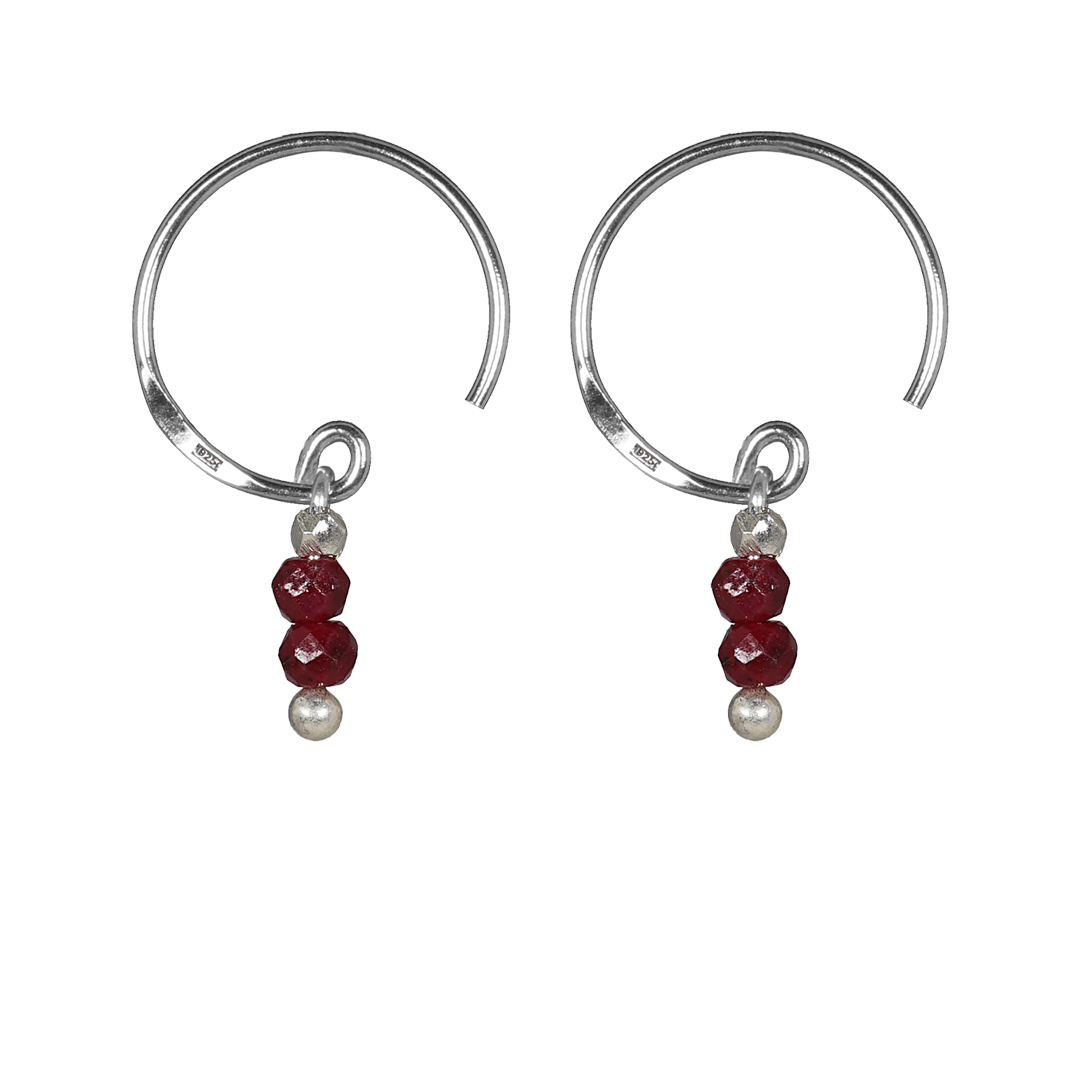 696 Birthstone Ear Hoops 07 Ruby July