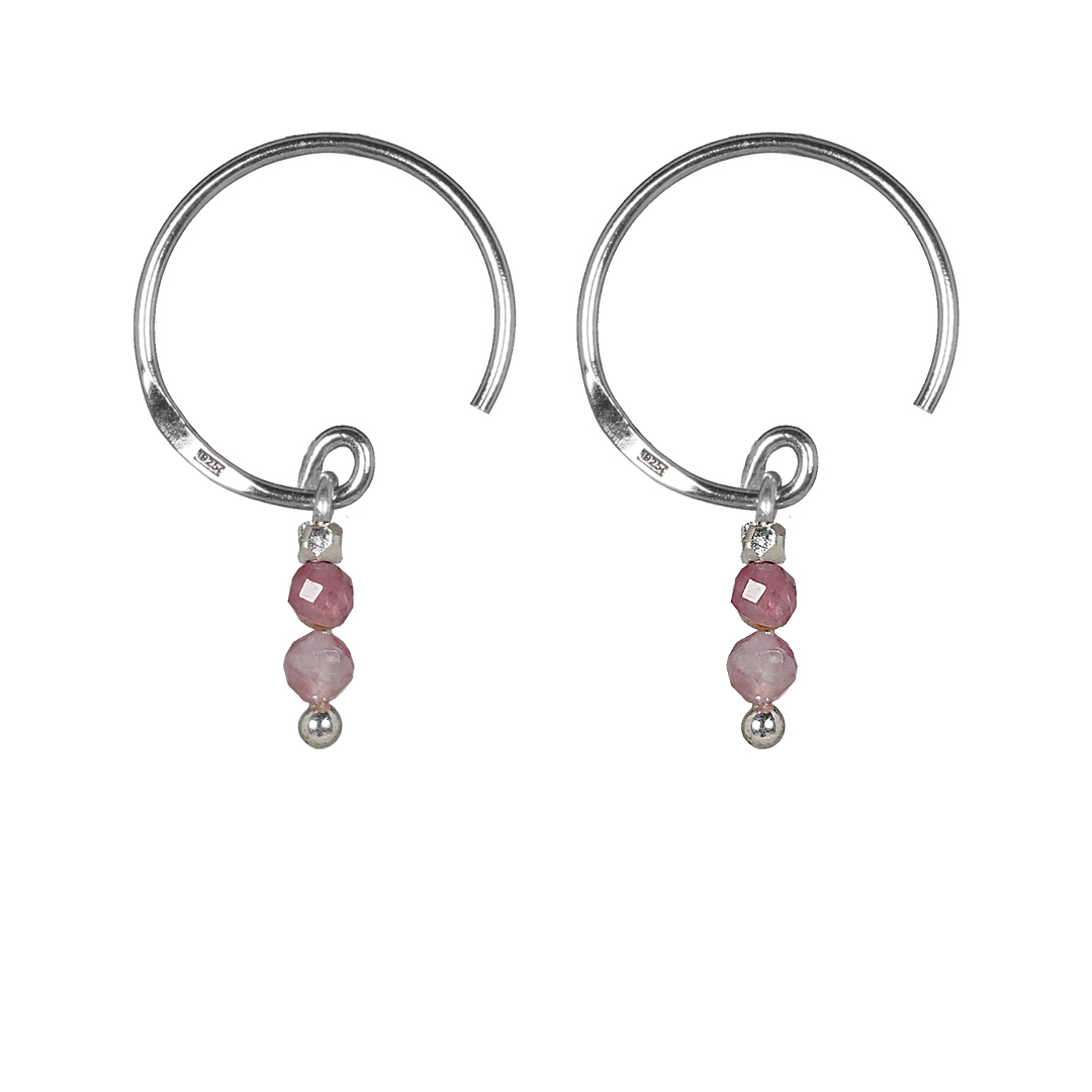 696 Birthstone Ear Hoops 10 Rose Tourmaline October