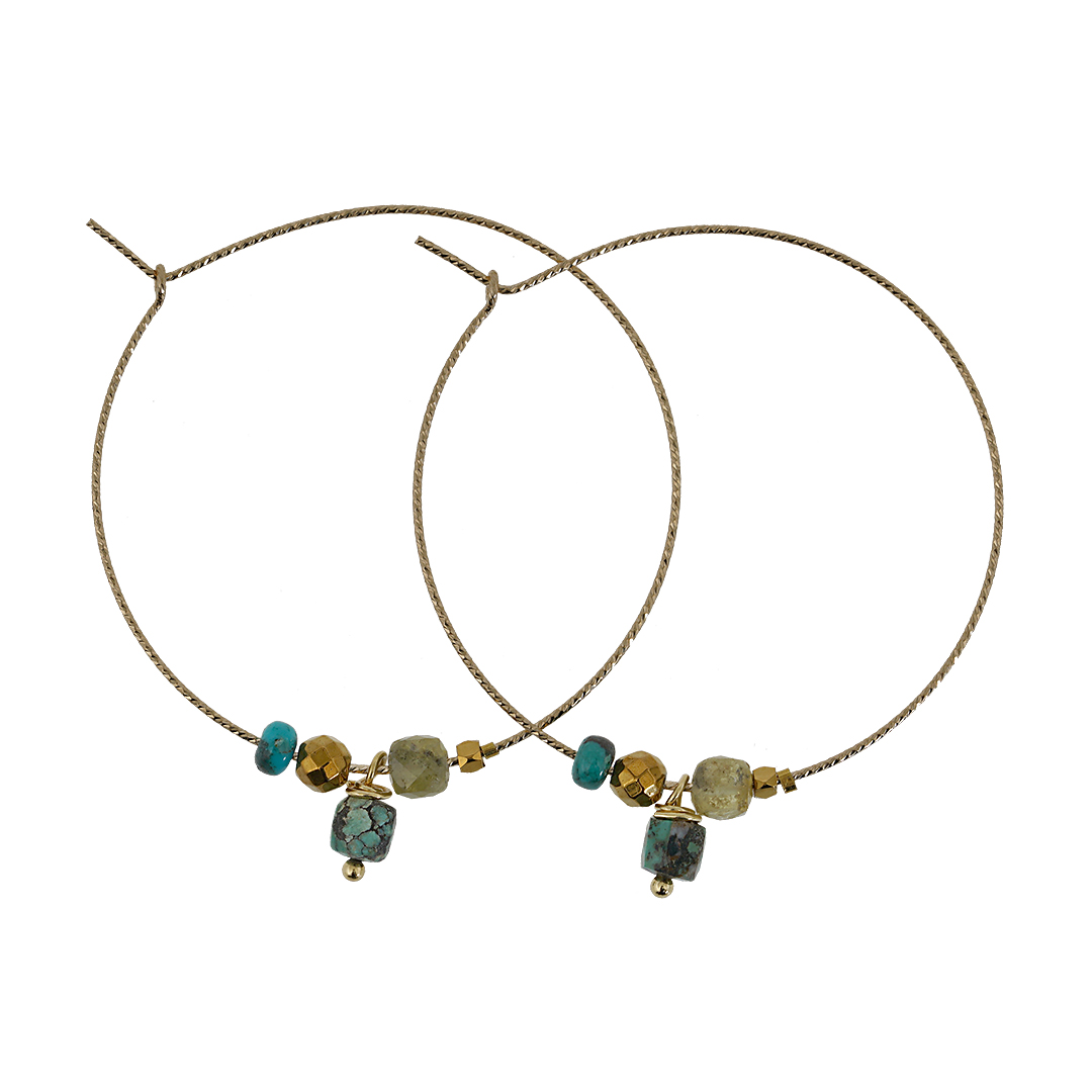 742 22 Edelsteen oorbellen goud groene mix Gems Fruity Pearls
