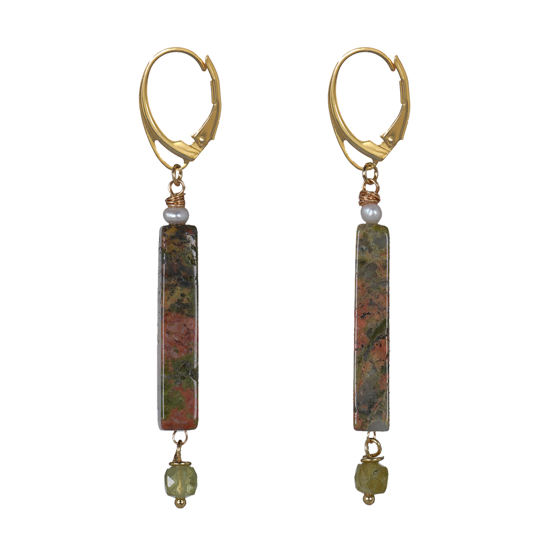 742 24 Edelsteen oorbellen goud groen Unakiet Fruity Pearls