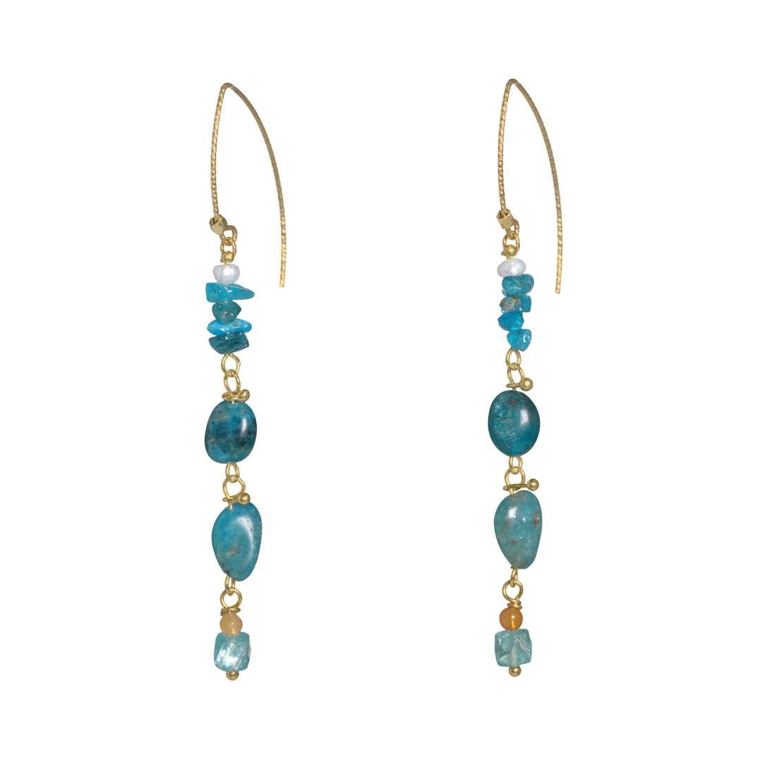 742 35 Edelsteen oorbellen Goud blauw Apatiet Fruity Pearls