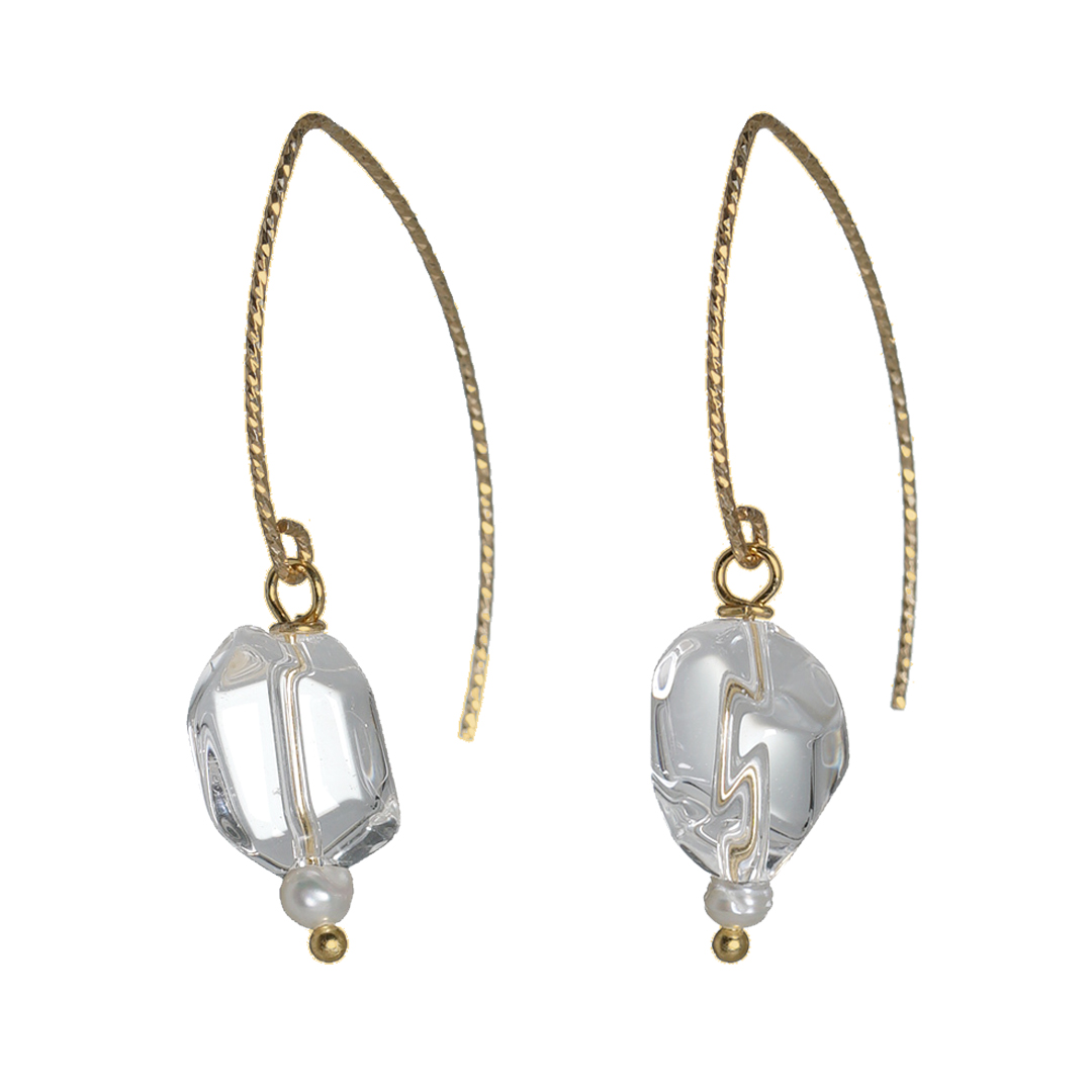 742 42 Edelsteen oorbellen Goud wit Bergkristal Fruity Pearls