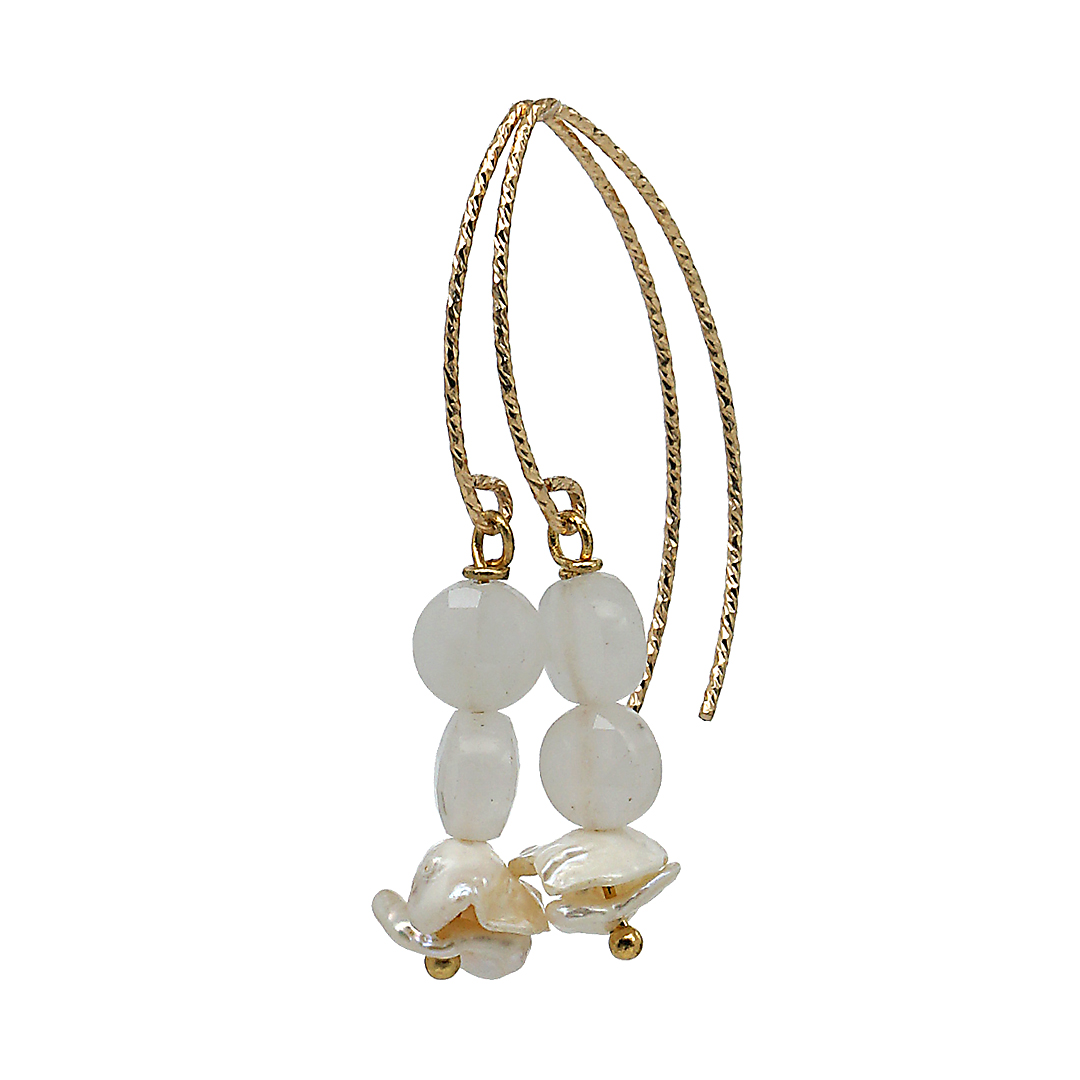 742 Fruity Pearls oorbellen 07 Rose Quartz Party Gold