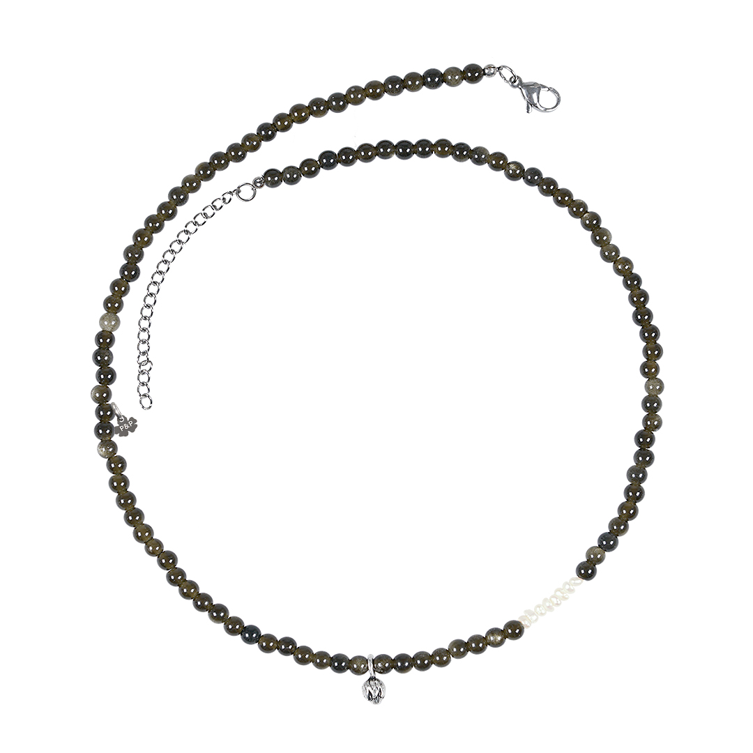 750 16 Mya Mala Short Necklace Golden Obsidian