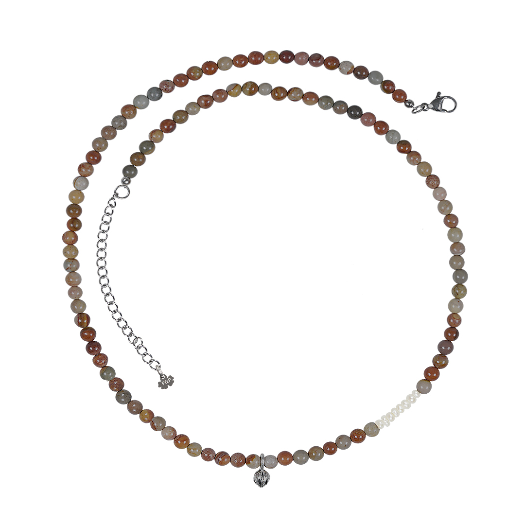 750 18 Mya Mala Short Necklace Green Red Ocean Jasper