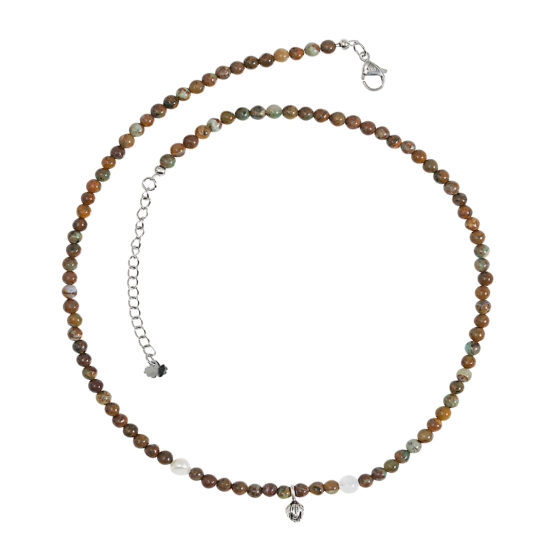 750 26 Edelsteen korte ketting groen Opaal Saya Mala
