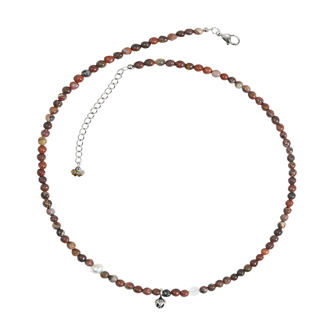 750 29 Edelsteen korte ketting rood Jaspis Saya Mala