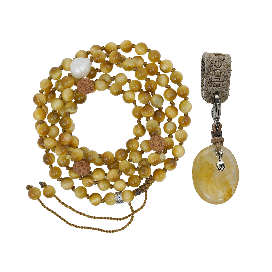 758 23 Edelsteen ketting bedel 36 geel Gouden Tijgeroog Saya Mala