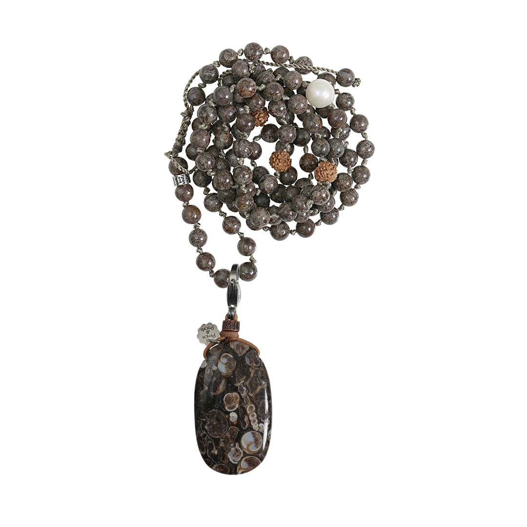 758 25B Edelsteen ketting bedel bruin Obsidiaan Saya Mala