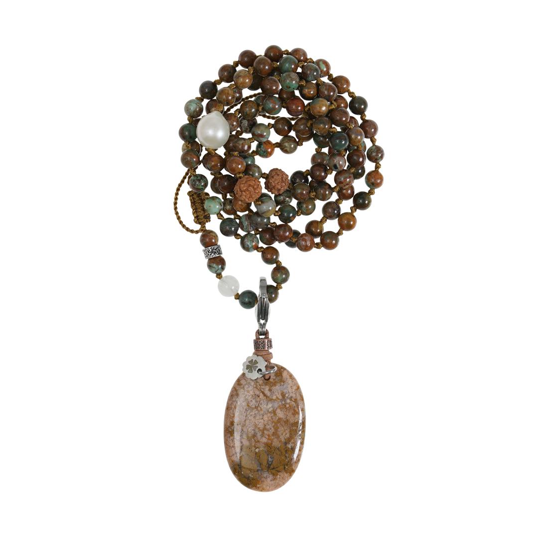 758 26C Edelsteen ketting bedel groen Opaal Saya Mala