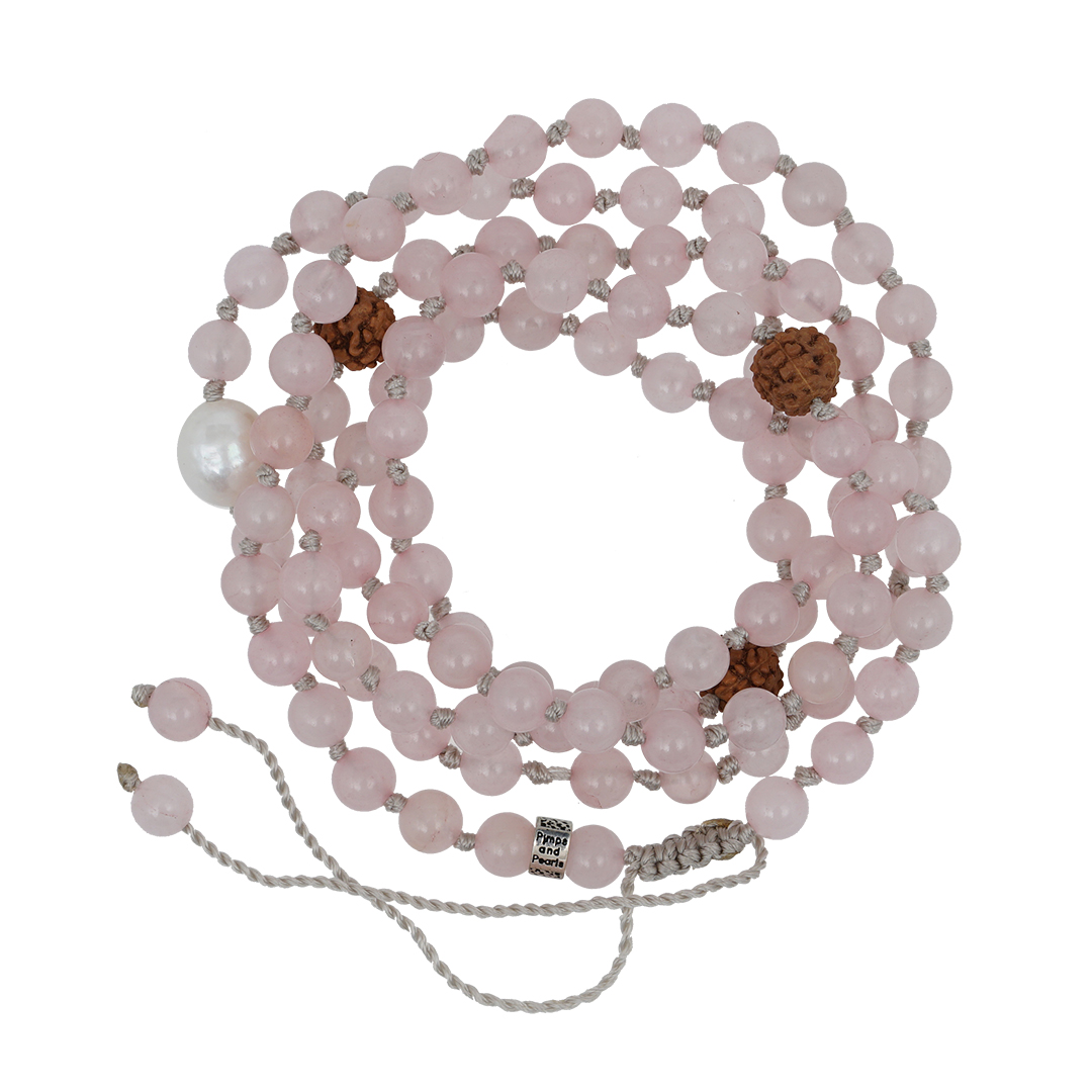 768 03 M Edelsteen ketting rose Rozenkwarts Saya Mala