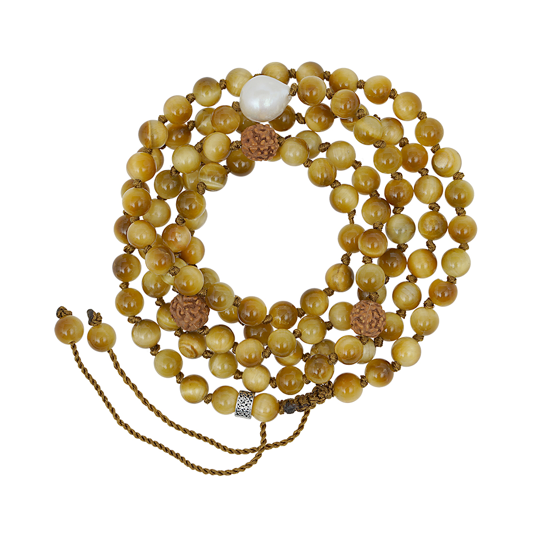 768 23 M Edelsteen ketting geel Gouden Tijgeroog Saya Mala