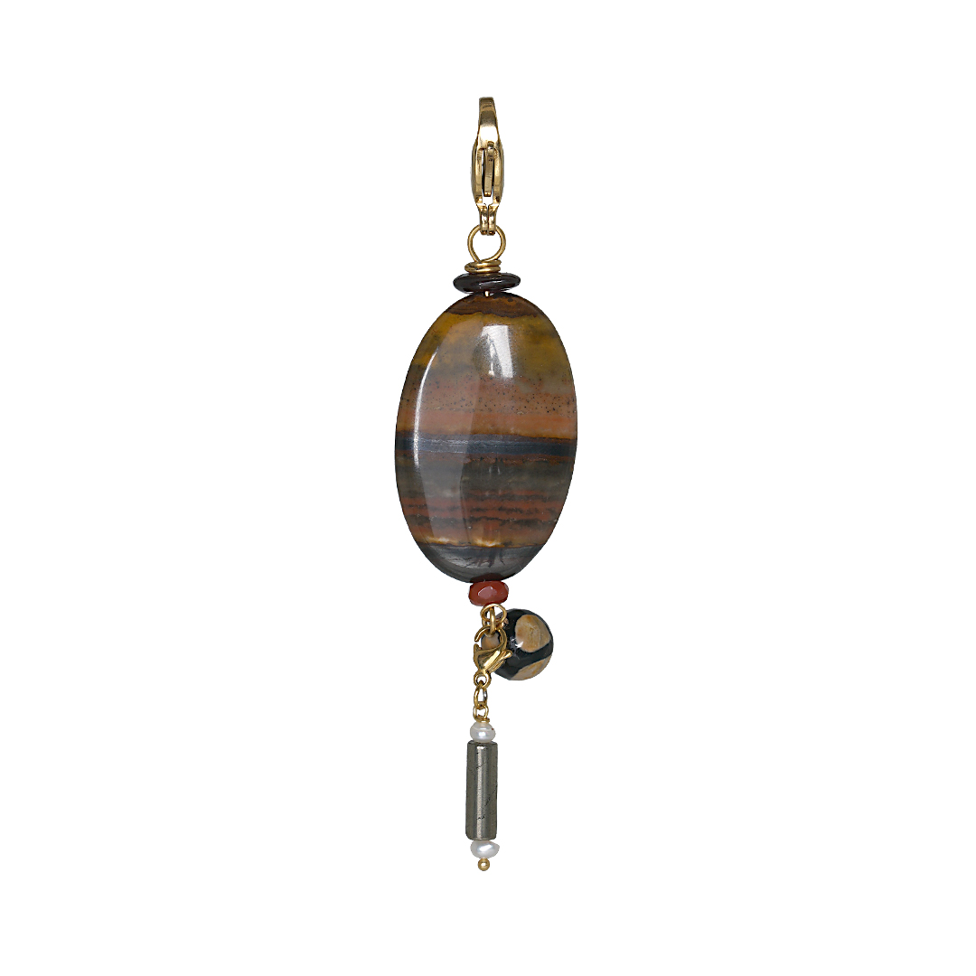 778 117 Edelsteen bedel Tijgeroog bruin goud Romance