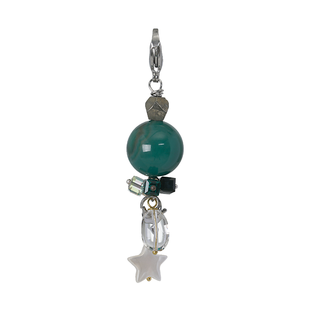 778 157 Edelsteen bedel Agaat groen zilver Romance