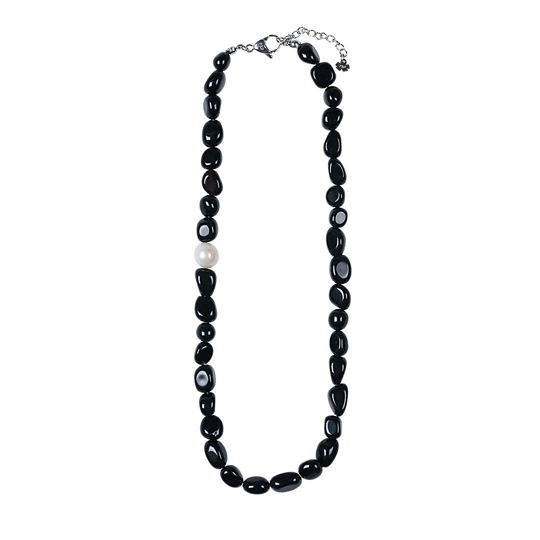 814 02 Edelsteen ketting Onyx zwart