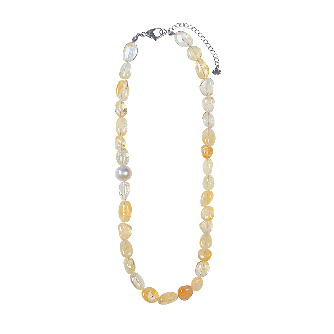 814 12 Edelsteen ketting Citrien geel