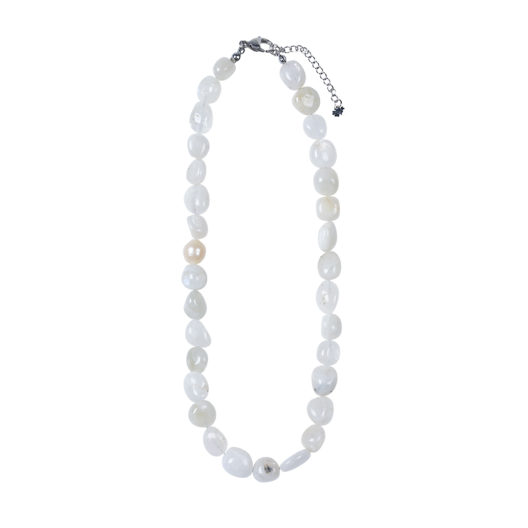 814 23 Edelsteen ketting Maansteen wit