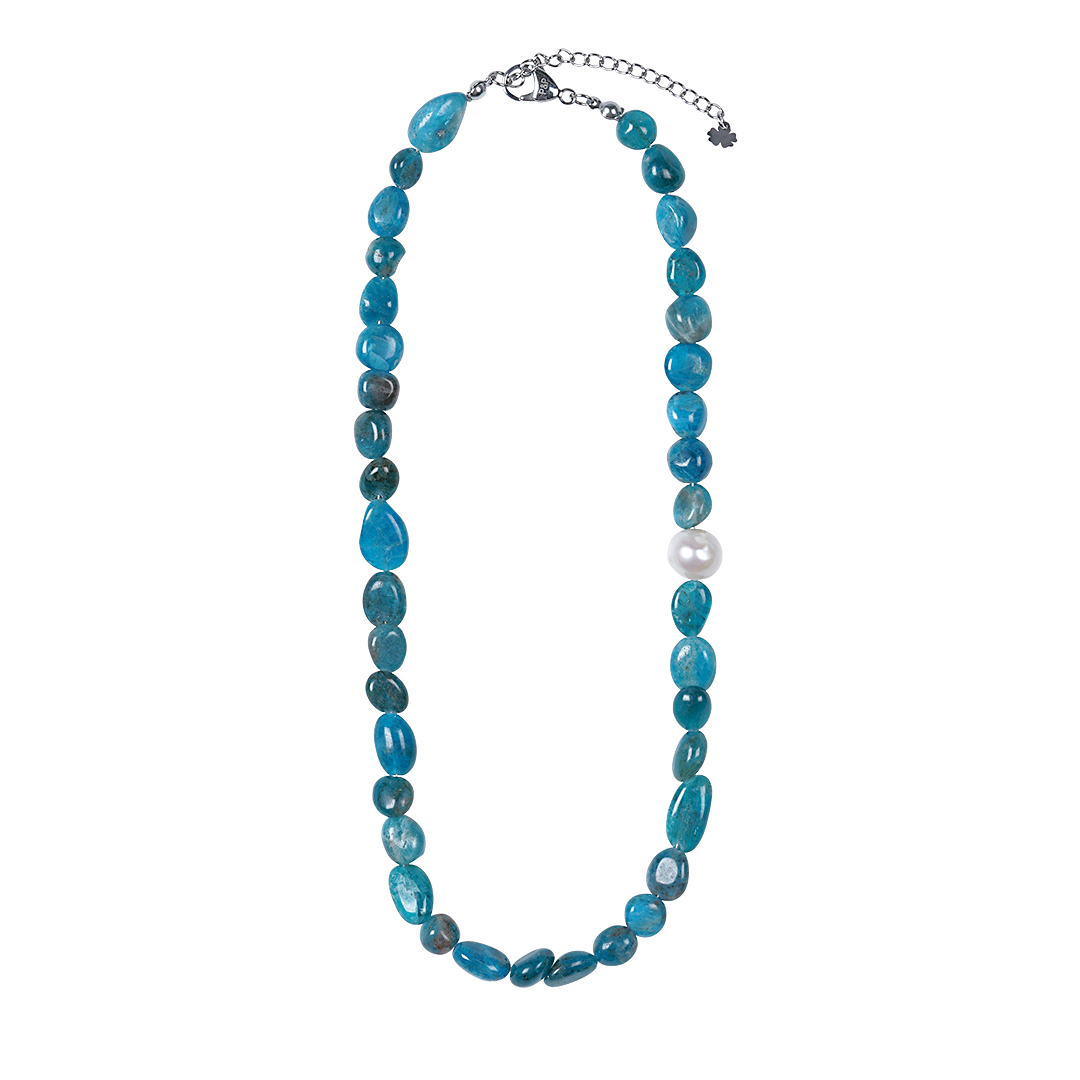 814 21 Edelsteen ketting Apatiet blauw