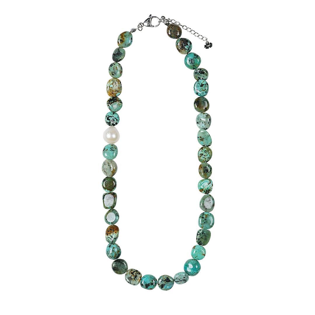 814 25 Edelsteen ketting Turquoise groen