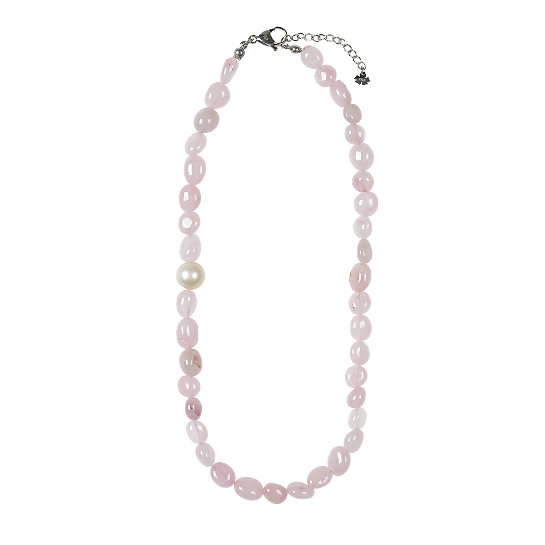 814 29 Edelsteen ketting Rozenkwarts roze
