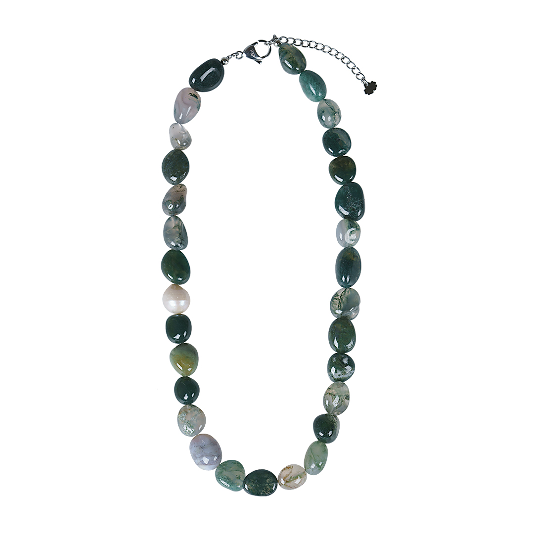 814 33 Edelsteen ketting Mosagaat groen