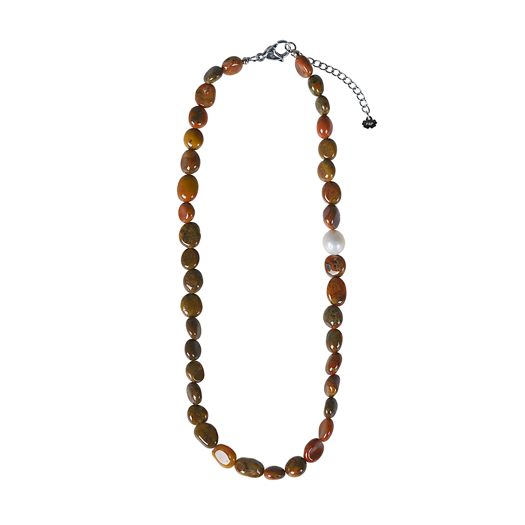 814 35 Edelsteen ketting Agaat oranje bruin