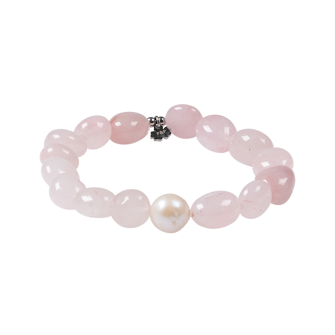 816 29 Edelsteen armband Rozenkwarts roze