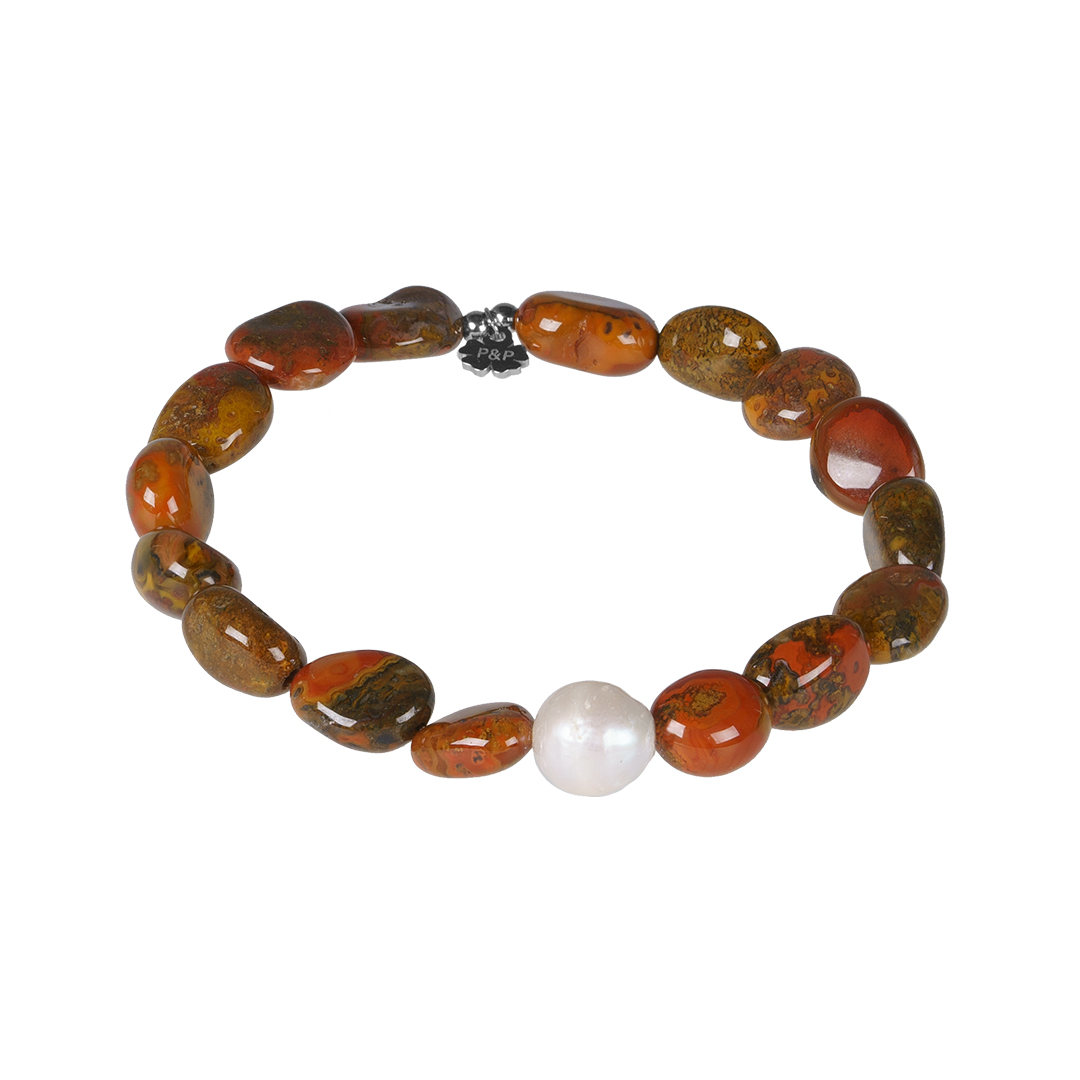 816 35 Edelsteen armband Agaat bruin oranje