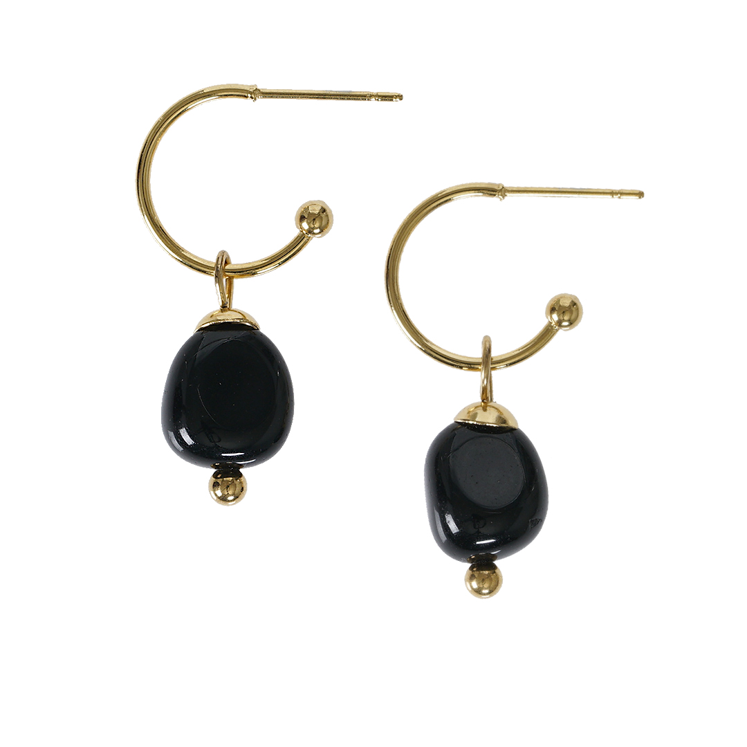 818 01 Edelsteen oorbellen Onyx zwart goud Liberté