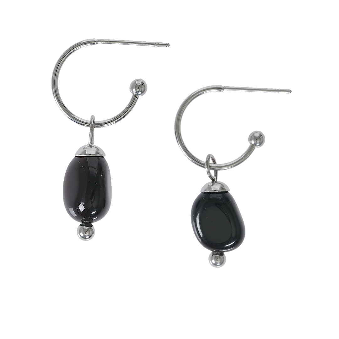 818 02 Edelsteen oorbellen Onyx zwart zilver Liberté