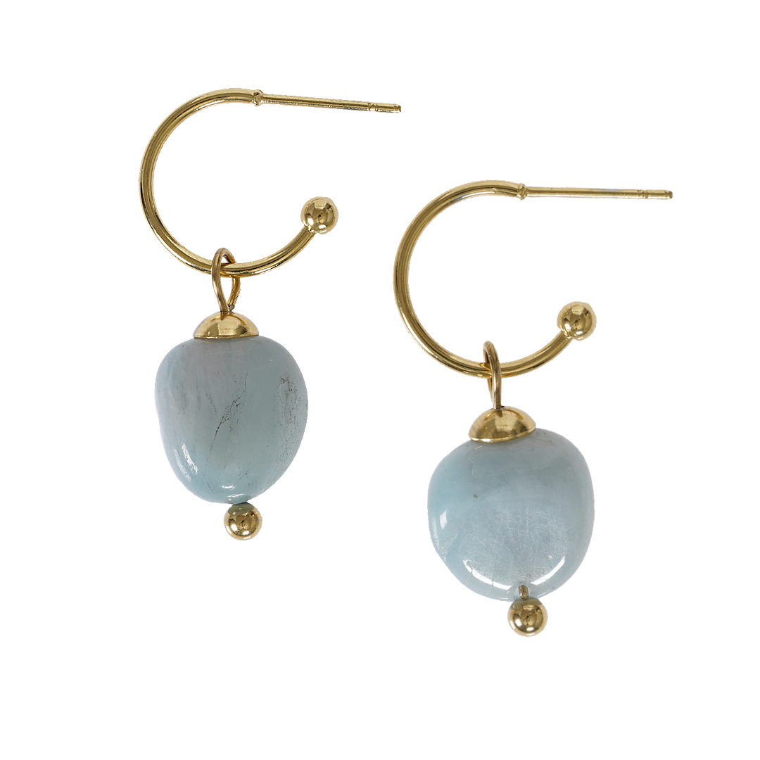 818 05 Edelsteen oorbellen Aquamarijn blauw goud Liberté