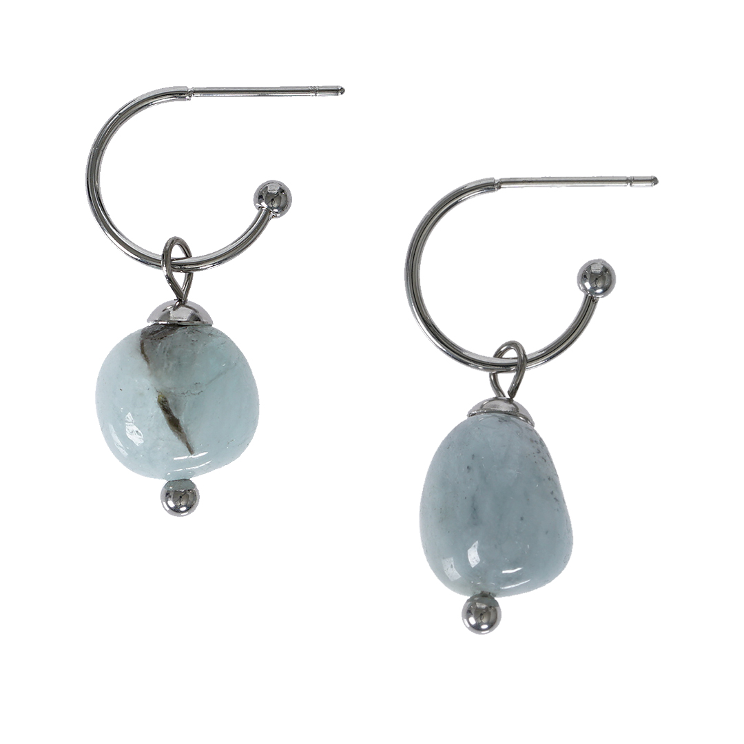 818 06 Edelsteen oorbellen Aquamarijn blauw zilver Liberté