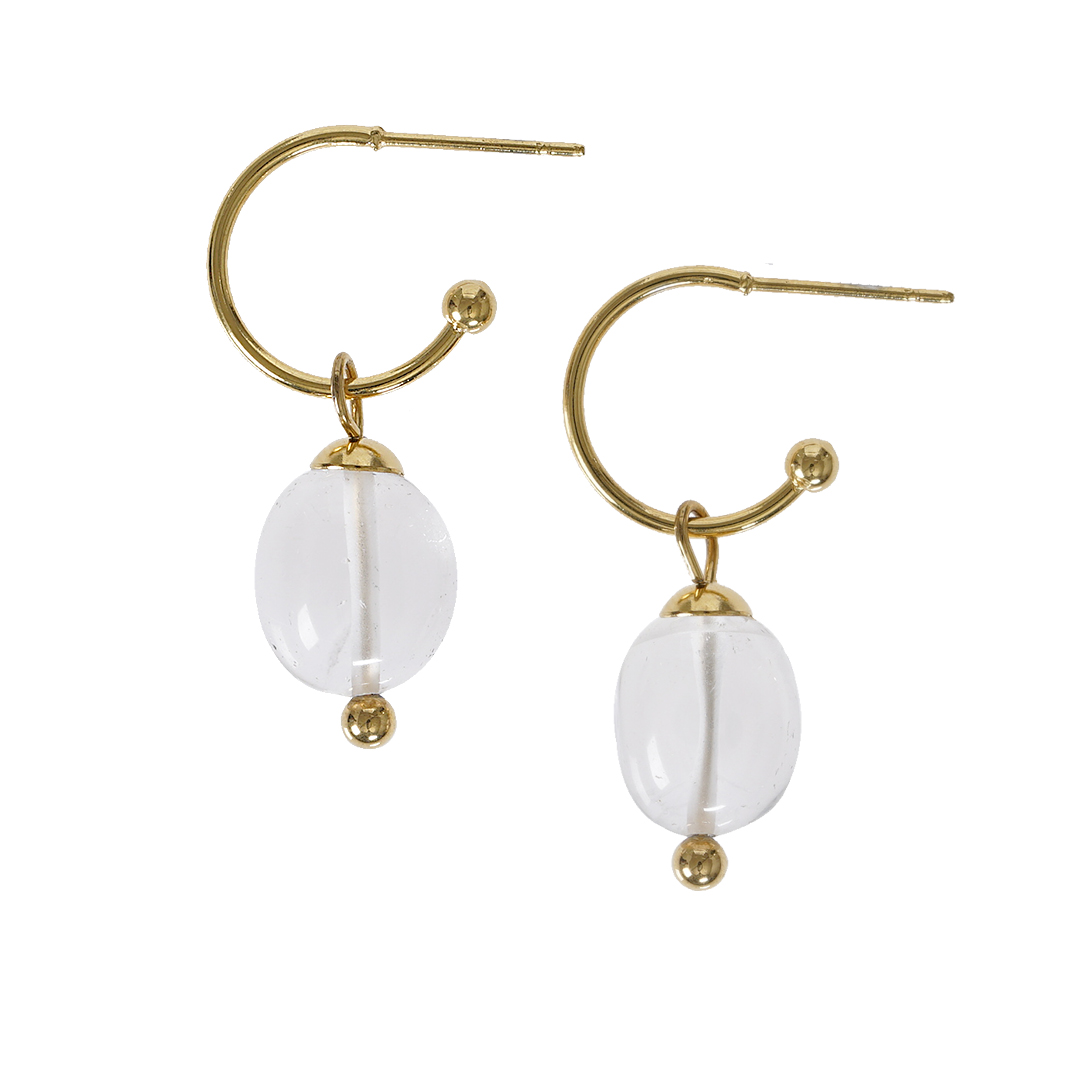 818 07 Edelsteen oorbellen Bergkristal wit goud Liberté