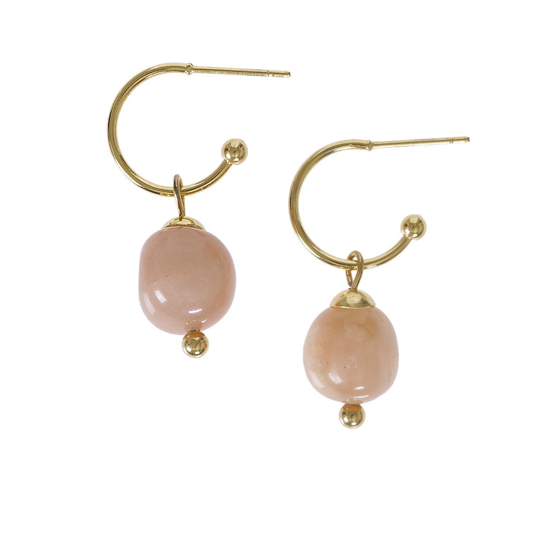 818 09 Edelsteen oorbellen Maansteen roze goud Liberté