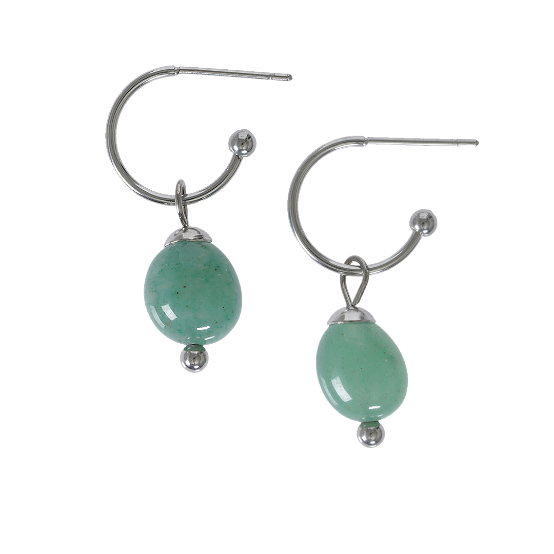818 19 Edelsteen oorbellen Aventurijn groen zilver Liberté