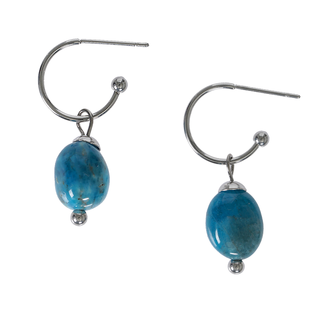 818 21 Edelsteen oorbellen Apatiet blauw zilver Liberté