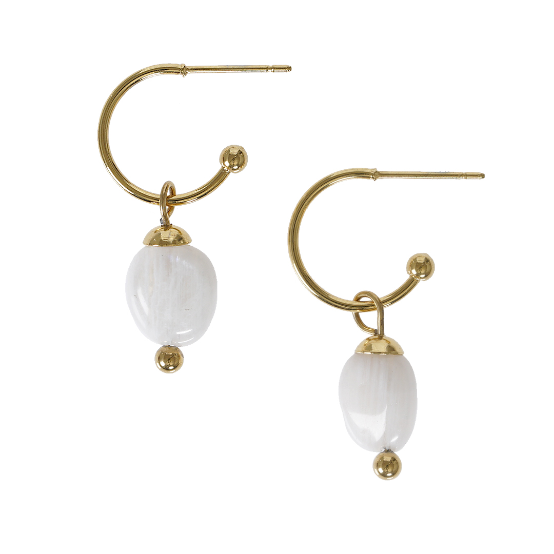 818 22 Edelsteen oorbellen Maansteen wit goud Liberté